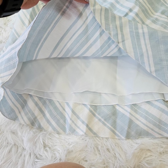 R Brand Women's‎ Baby Blue & White Stripe Linen Blend Sweetheart Dress. Size M - Picture 3 of 10
